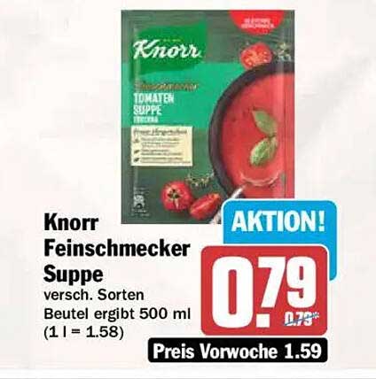 Knorr Feinschmecker Suppe versch. Sorten Beutel ergibt 500 ml (1 l = 1.58)