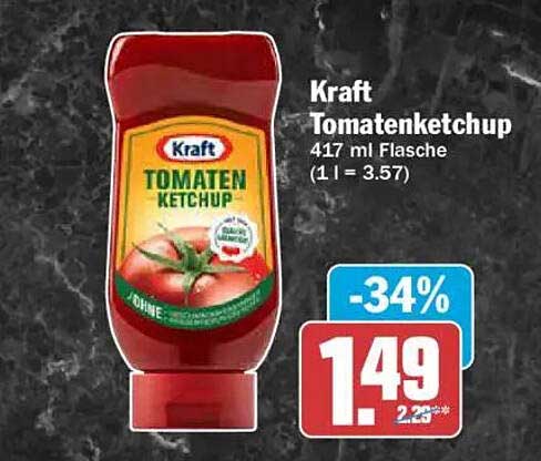 Kraft Tomatenketchup 417 ml Flasche (1 l = 3.57)