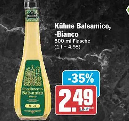 Kühne Balsamico, -Bianco 500 ml Flasche (1 l = 4.98)