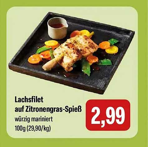 Lachsfilet auf Zitronengras-Spieß