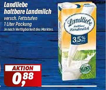 Landliebe haltbare Landmilch versch. Fettstufen 1 Liter Packung Je nach Verfügbarkeit des Marktes.
