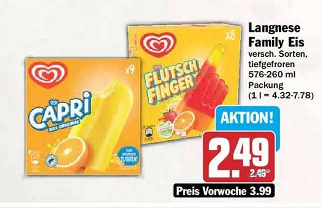 Langnese Family Eis versch. Sorten, tiefgefroren 576-260 ml Packung