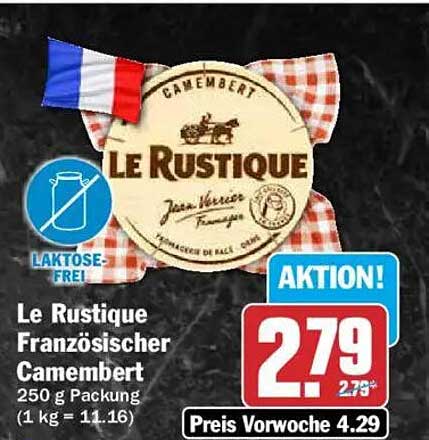 Le Rustique Französischer Camembert 250 g Packung (1 kg = 11.16)