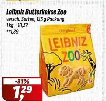 Leibniz Butterkekse Zoo versch. Sorten, 125 g Packung