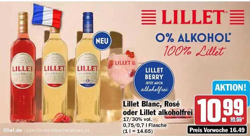 Lillet Blanc, Rosé oder Lillet alkoholfrei