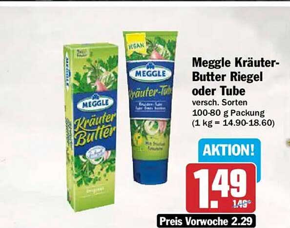 Meggle Kräuter-Butter Riegel oder Tube