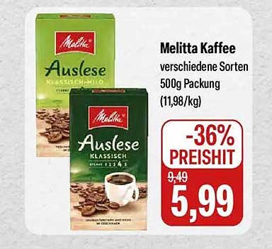 Melitta Kaffee verschiedene Sorten 500g Packung