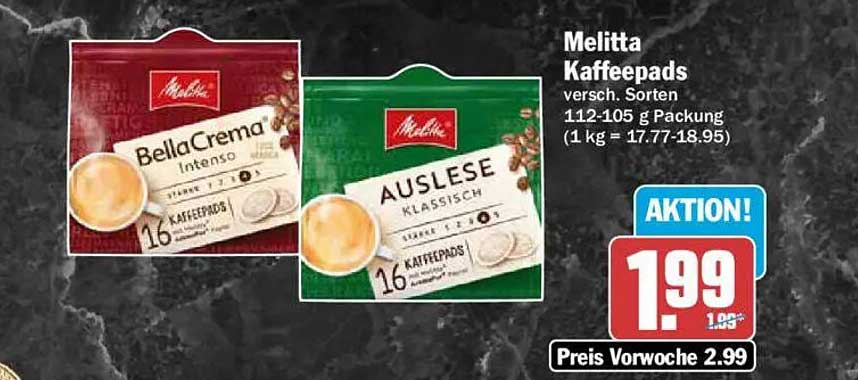 Melitta Kaffeepads versch. Sorten 112-105 g Packung (1 kg = 17.77-18.95)