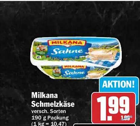 Milkana Schmelzkäse versch. Sorten 190 g Packung