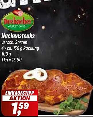 Nackensteaks versch. Sorten