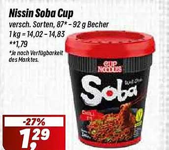 Nissin Soba Cup versch. Sorten, 87* - 92 g Becher