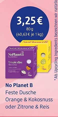 No Planet B Feste Dusche Orange & Kokosnuss oder Zitrone & Reis