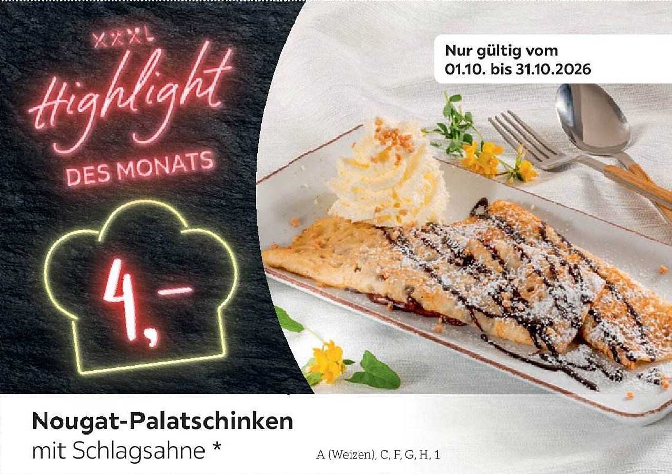 Nougat-Palatschinken mit Schlagsahne *
