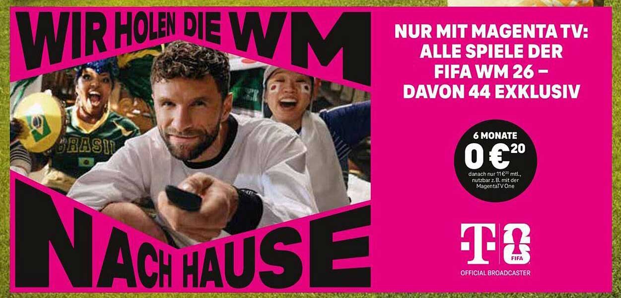 NUR MIT MAGENTA TV: ALLE SPIELE DER FIFA WM 26 – DAVON 44 EXKLUSIV