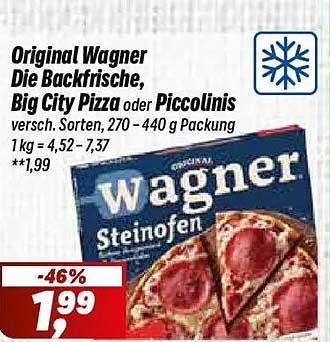 Original Wagner Die Backfrische, Big City Pizza oder Piccolinis versch. Sorten, 270 – 440 g Packung