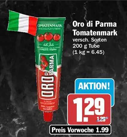 Oro di Parma Tomatenmark versch. Sorten 200 g Tube (1 kg = 6.45)