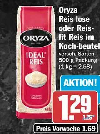 Oryza Reis lose oder Reis-fit Reis in Kochbeutel versch. Sorten 500 g Packung