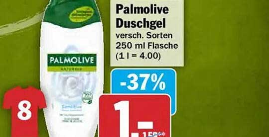 Palmolive Duschgel versch. Sorten 250 ml Flasche (1 l = 4.00)