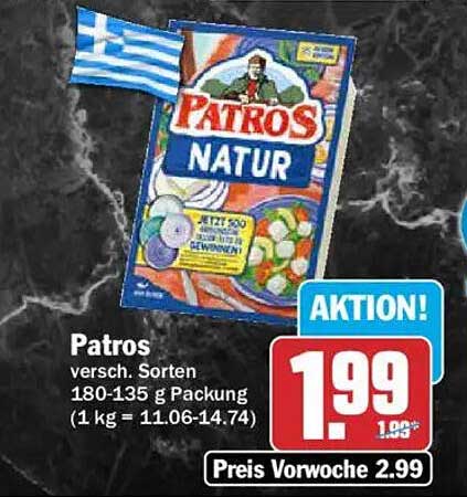 Patros versch. Sorten 180-135 g Packung (1 kg = 11,06-14,74)
