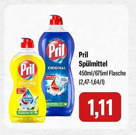 Pril Spülmittel 450ml/675ml Flasche (2,47-1,64/l)