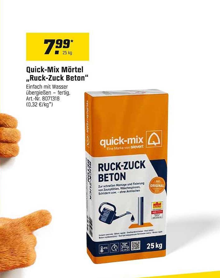 Quick-Mix Mörtel „Ruck-Zuck Beton“