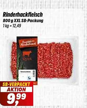 Rinderhackfleisch 800 g XXL SB-Packung 1 kg = 12,49