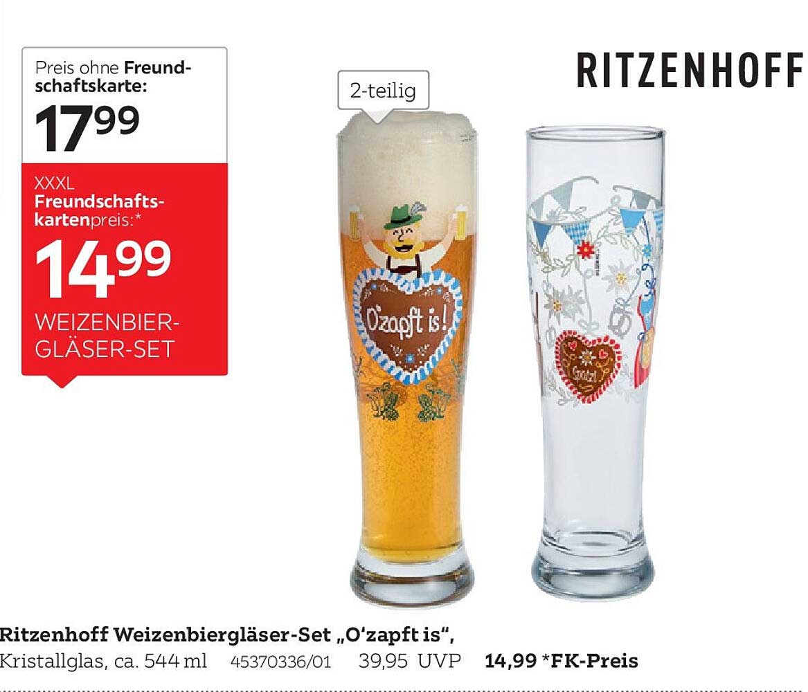 Ritzenhoff Weizenbiergläser-Set „O’zapft is“