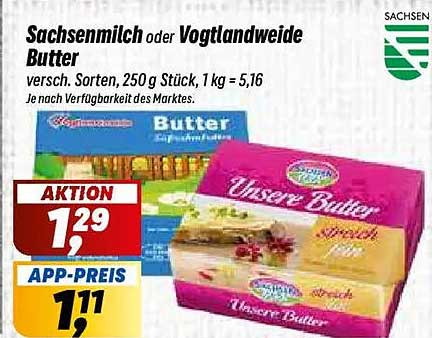 Sachsenmilch oder Vogtlandweide Butter