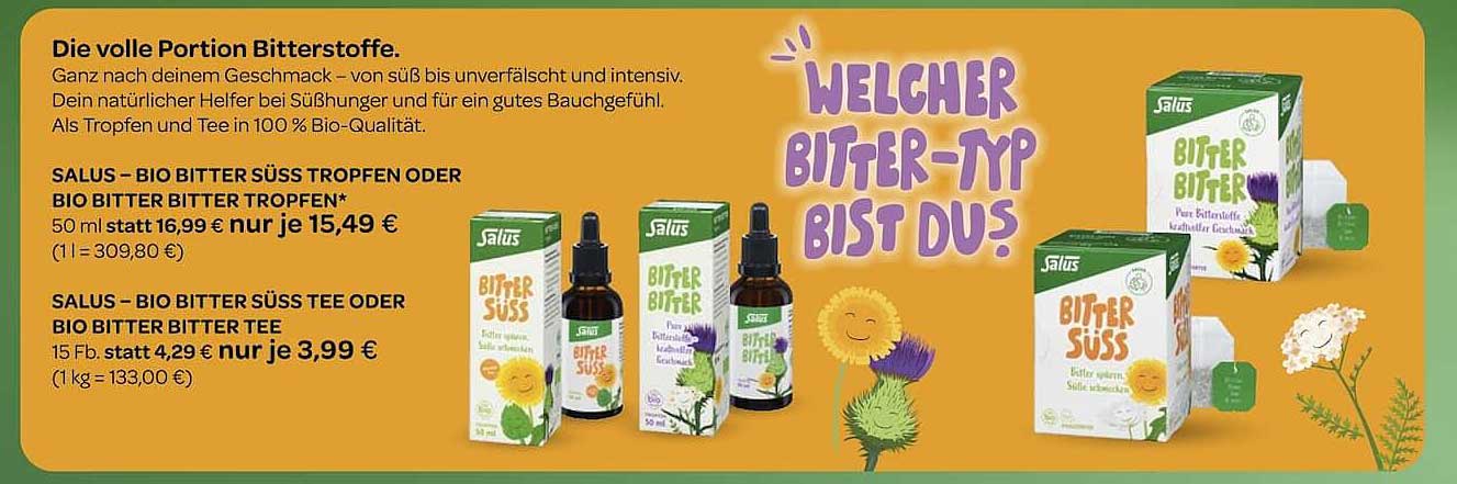 SALUS – BIO BITTER SÜSS TROPFEN ODER BIO BITTER BITTER TROPFEN