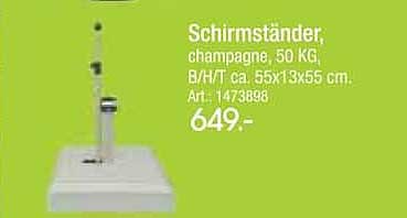 Schirmständer, champagner, 50 Kg, B/H/T ca. 55x13x55 cm, Art. 147398