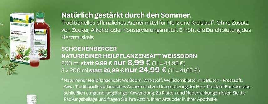 SCHOENENBERGER NATURREINER HEILPFLANZENSAFT WEISSDORN