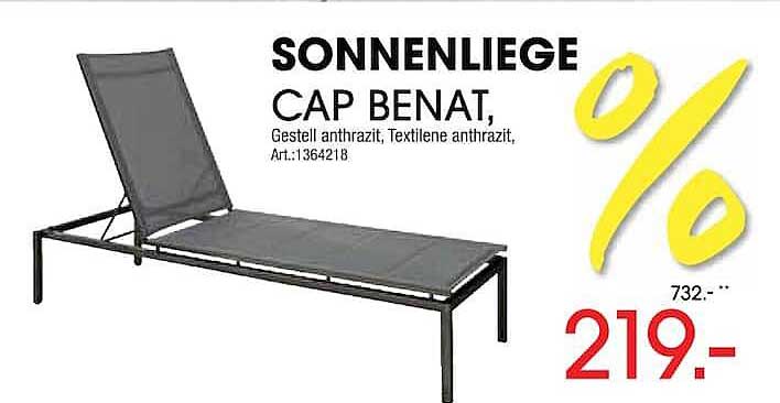 SONNENLIEGE CAP BENAT, Gestell anthrazit, Textiline anthrazit, Art.:1364218