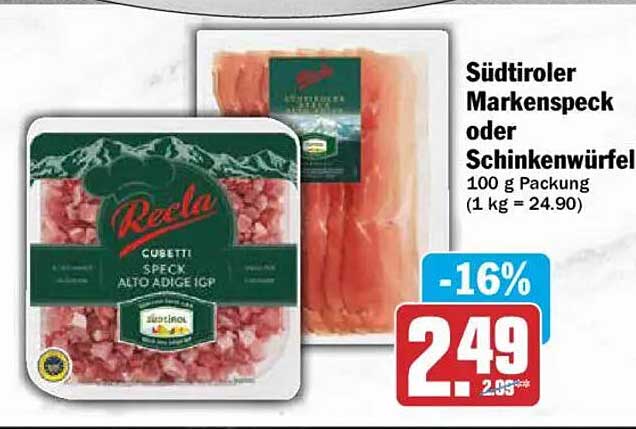 Südtiroler Markenspeck oder Schinkenwürfel