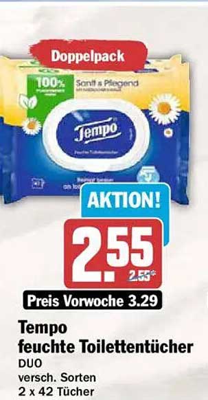 Tempo feuchte Toilettentücher DUO versch. Sorten 2 x 42 Tücher