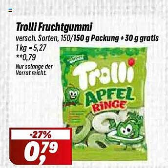 Trolli Fruchtgummi versch. Sorten, 150/150 g Packung + 30 g gratis