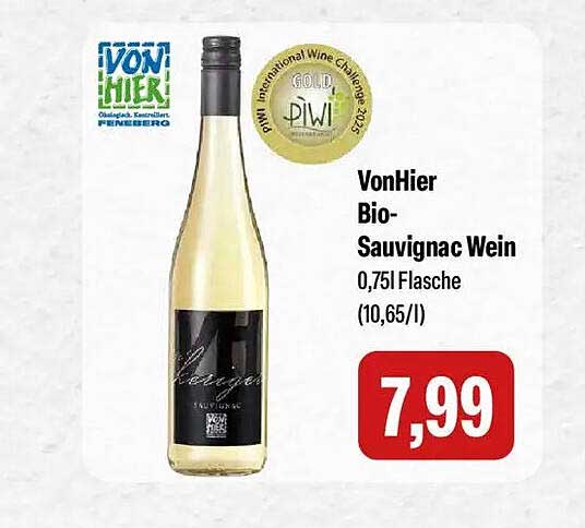VonHier Bio-Sauvignac Wein 0,75l Flasche (10,65/l)