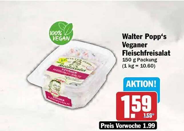 Walter Popp's Veganer Fleischfreisalat 150 g Packung (1 kg = 10.60)