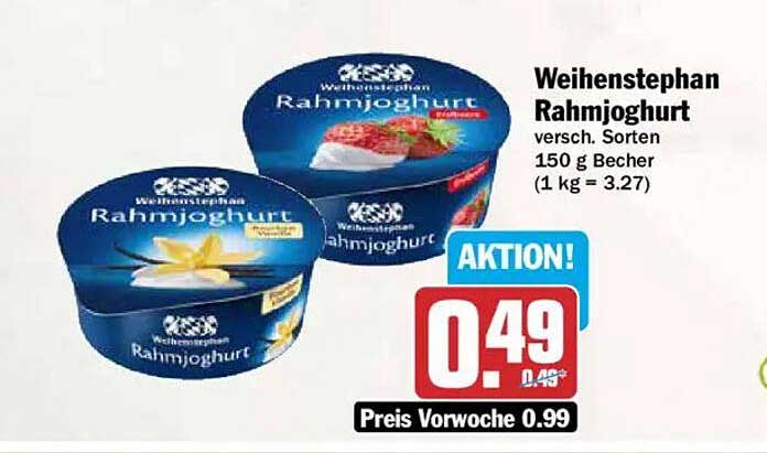 Weihenstephan Rahmjoghurt versch. Sorten 150 g Becher (1 kg = 3.27)