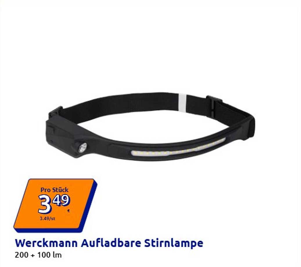 Werckmann Aufladbare Stirnlampe 200 + 100 lm