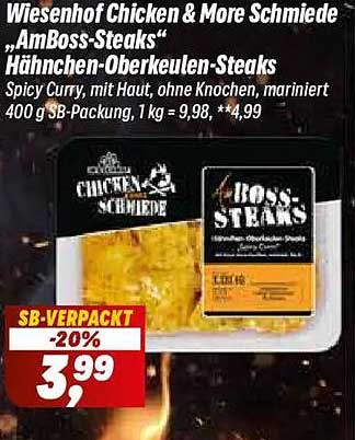 Wiesenhof Chicken & More Schmiede „AmBoss-Steaks“ Hähnchen-Oberkeulen-Steaks