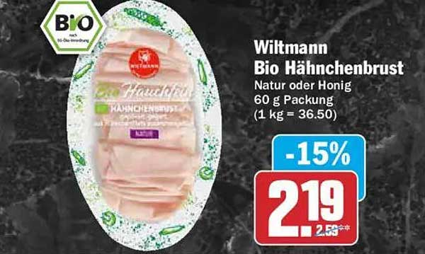 Witmann Bio Hähnchenbrust Natur oder Honig 60 g Packung