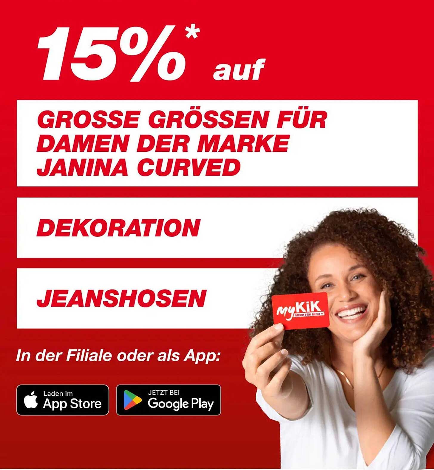 15% auf große Größen für Damen der Marke Janina Curved.