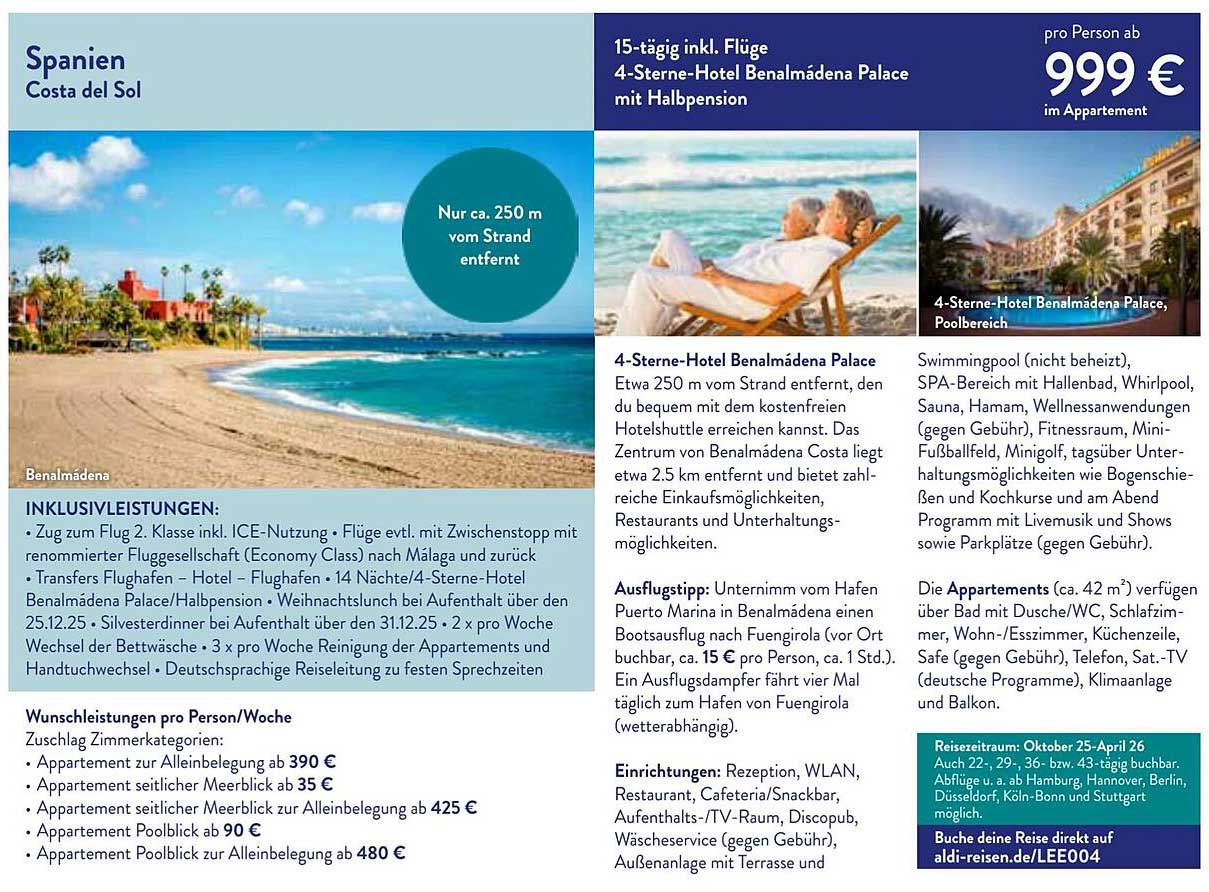 15-tägige Reise nach Spanien: 4-Sterne-Hotel Benalmádena Palace mit Halbpension