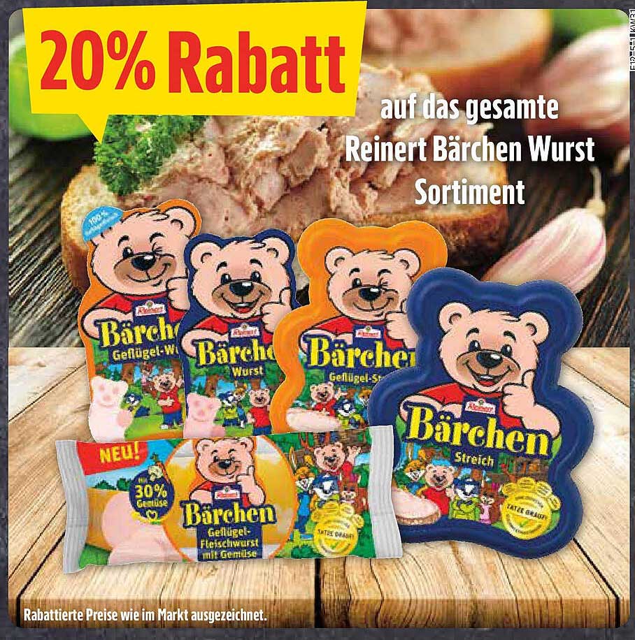 20% Rabatt auf das gesamte Reinert Bären Wurst Sortiment
