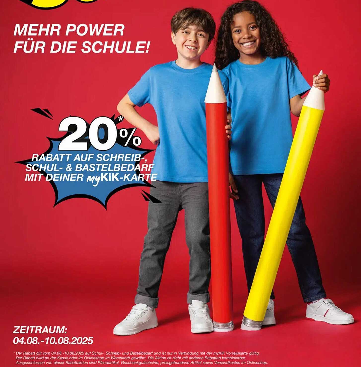 20% Rabatt auf Schreib-, Schul- & Bastelbedarf mit deiner myKiK-Karte