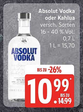 Absolut Vodka oder Kahlua - Verschiedene Sorten 0,7 L