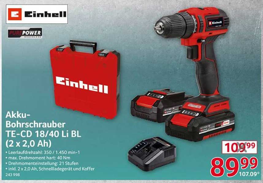 Akku-Bohrschrauber TE-CD 18/40 Li BL (2 x 2,0 Ah)
