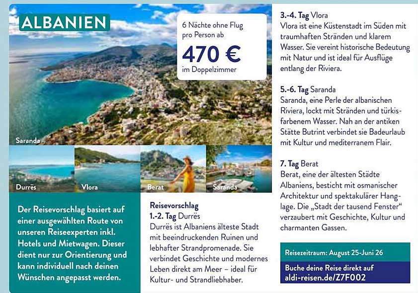 Albanien: 6 Nächte ohne Flug pro Person ab 470 € im Doppelzimmer