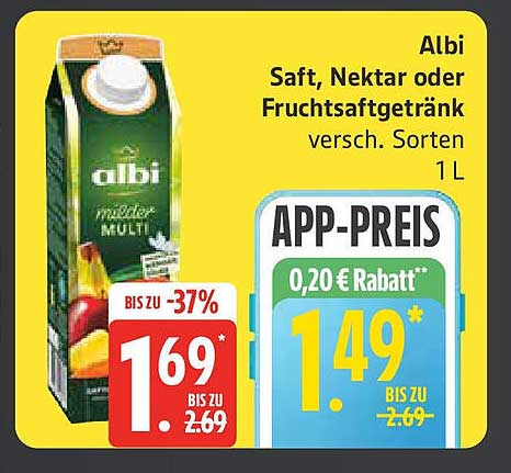 Albi Saft, Nektar oder Fruchtsaftgetränk, 1 L - Angebot jetzt zugreifen!