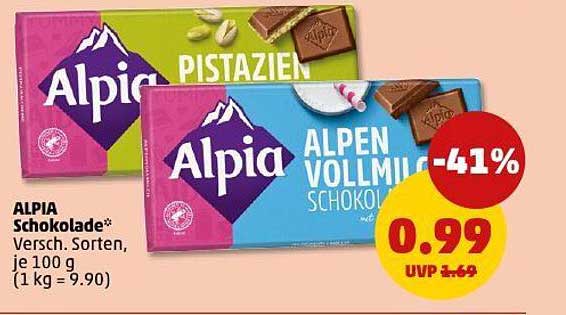 ALPIA Schokolade - Verschiedene Sorten, 100 g Paket